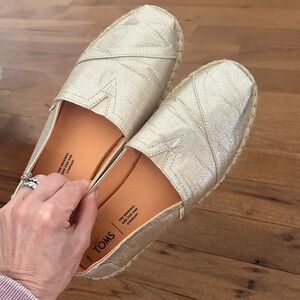 TOMS Gold Metallic Slip-On Espadrilles - Women’s size 8